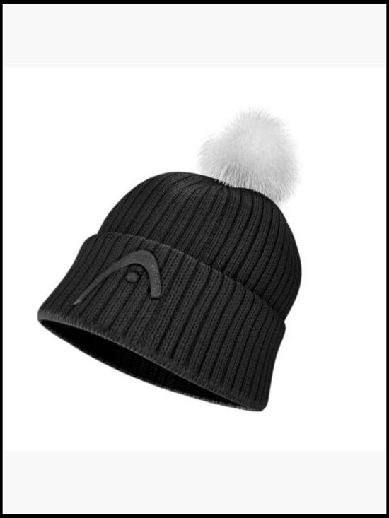 Merino Blend Beanie with Faux Fur Pom, Fleece Lined Winter Hat main image 5